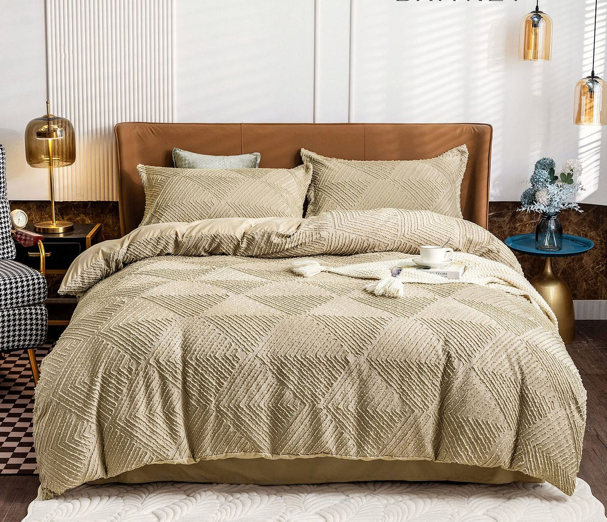 Tufted Textured Jacquard Quilt Cover Set - Queen Size