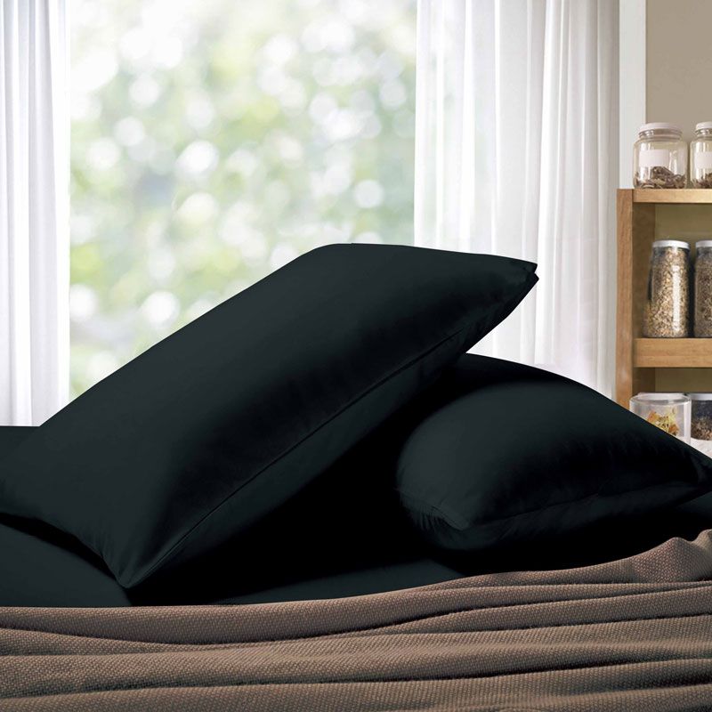 1000TC Ultra Soft King size Pillowcases 2 - Pack - Black