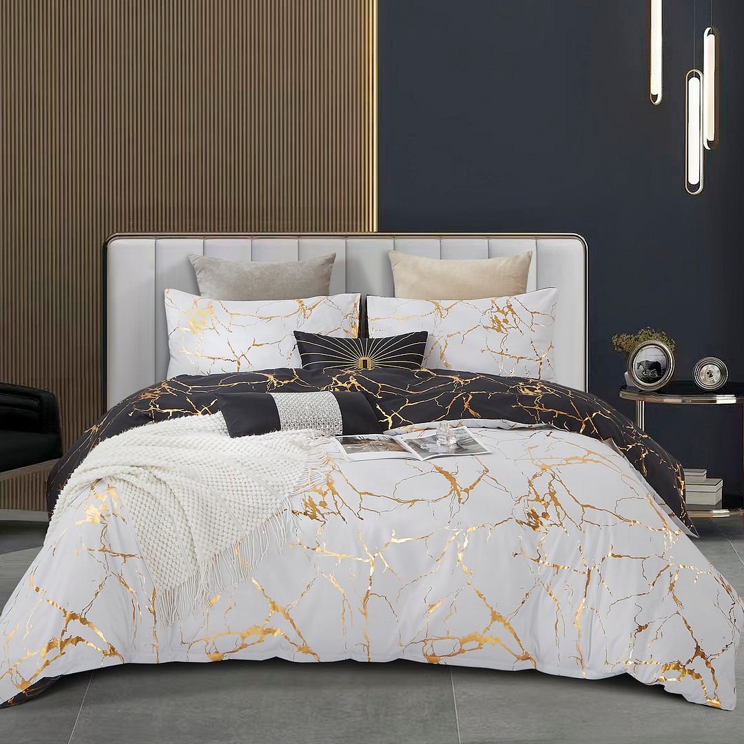Reversible Design King Size Black Duvet Quilt Cover Set