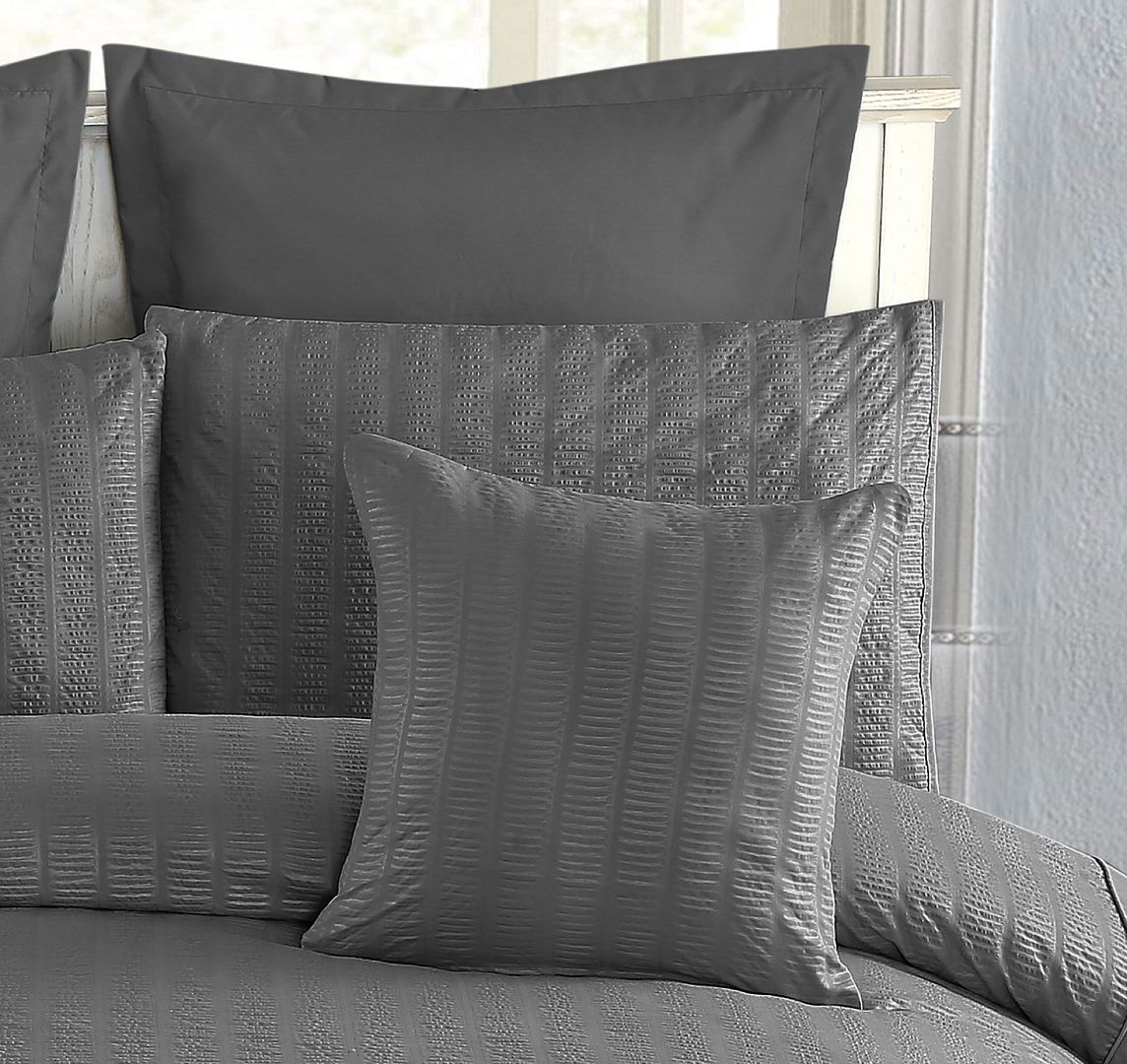 1000TC Ultra Soft Seersucker Cushion Covers - 2 Pack - Charcoal