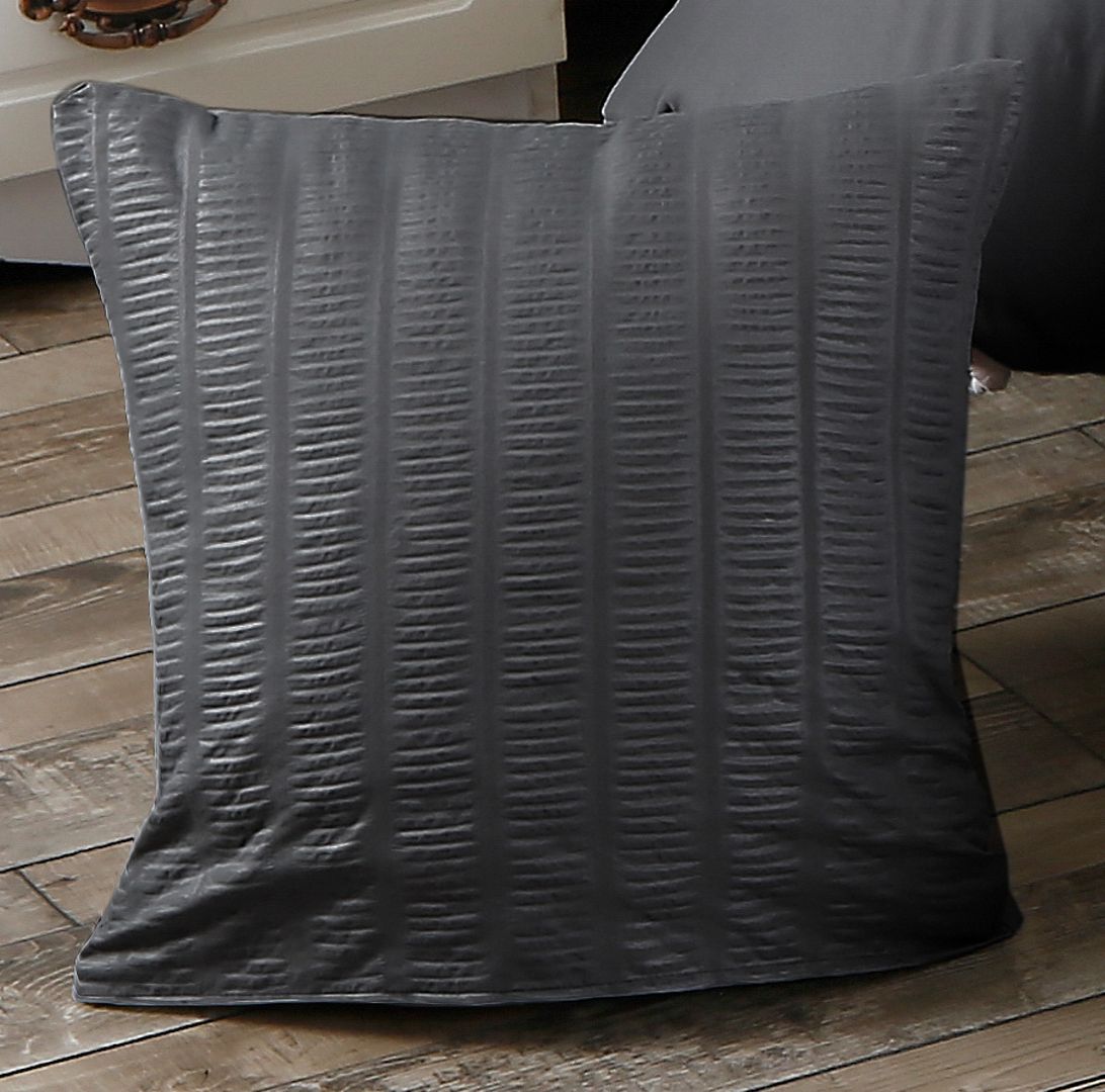 1000TC Ultra Soft Seersucker Cushion Covers - 2 Pack - Charcoal