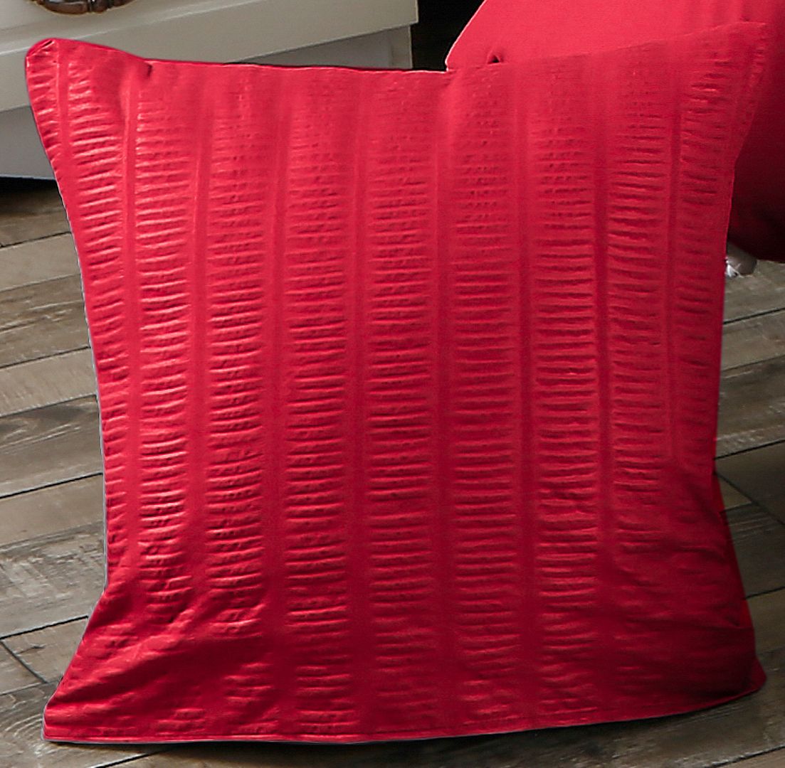 1000TC Ultra Soft Seersucker Cushion Covers - 2 Pack - Red