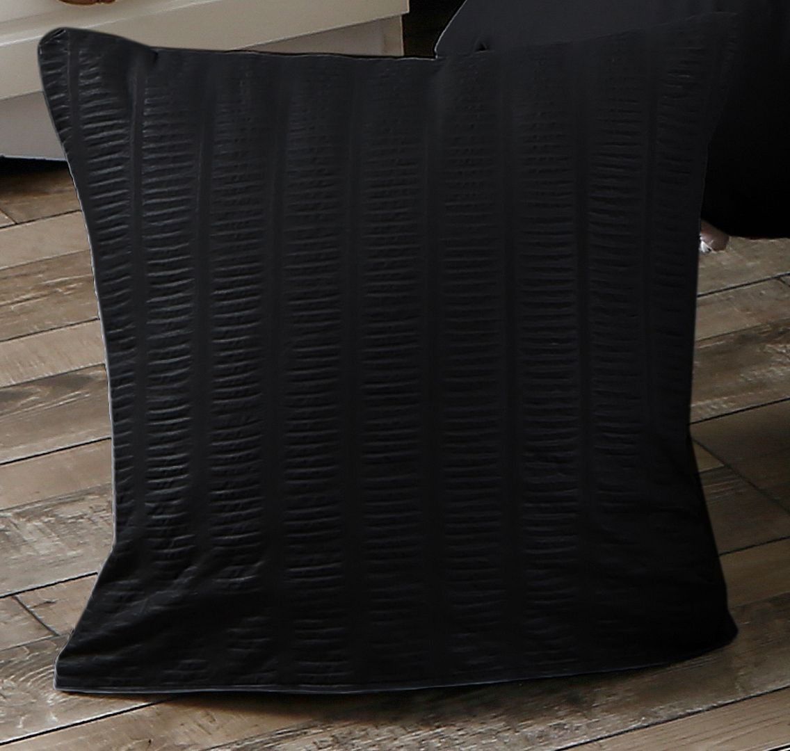 1000TC Ultra Soft Seersucker Cushion Covers - 2 Pack - Black