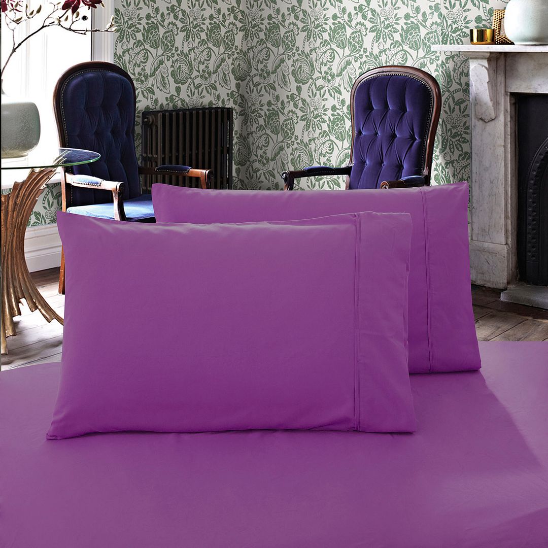 1000TC Ultra Soft Queen size Pillowcases 2 - Pack - Purple