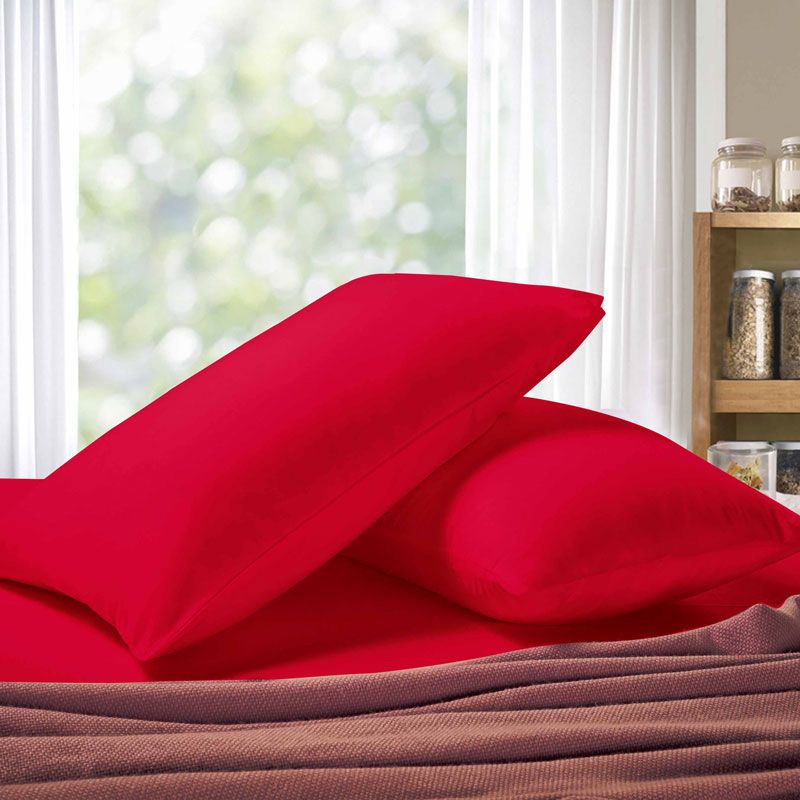 1000TC Ultra Soft Queen size Pillowcases 2 - Pack - Red