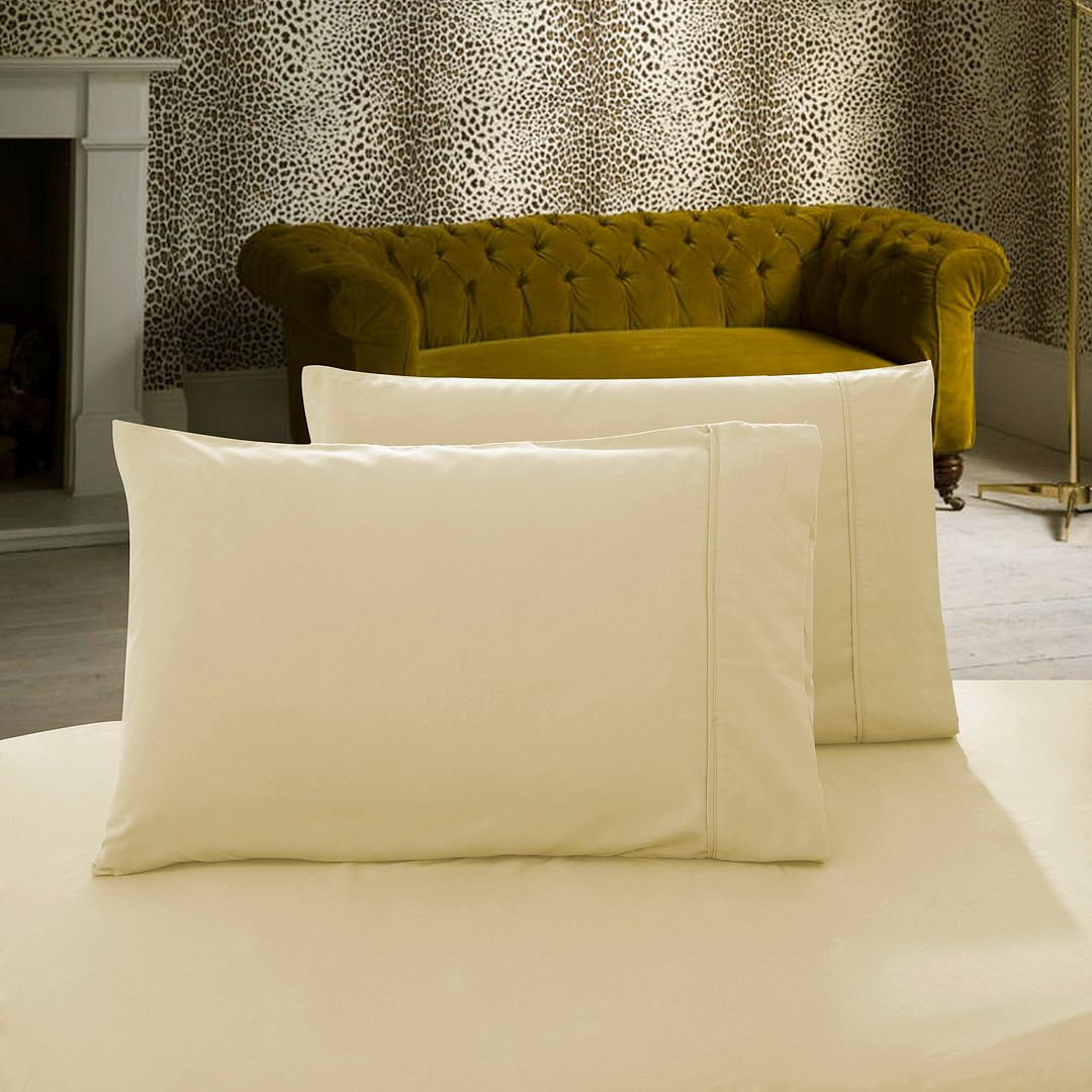 1000TC Ultra Soft Queen size Pillowcases 2 - Pack - Yellow Cream