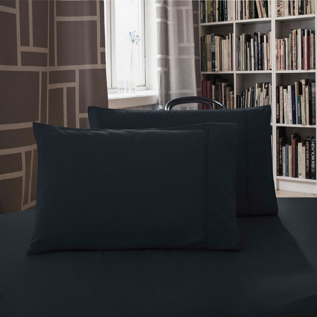 1000TC Ultra Soft Standrad size Pillowcases 2 - Pack - Black