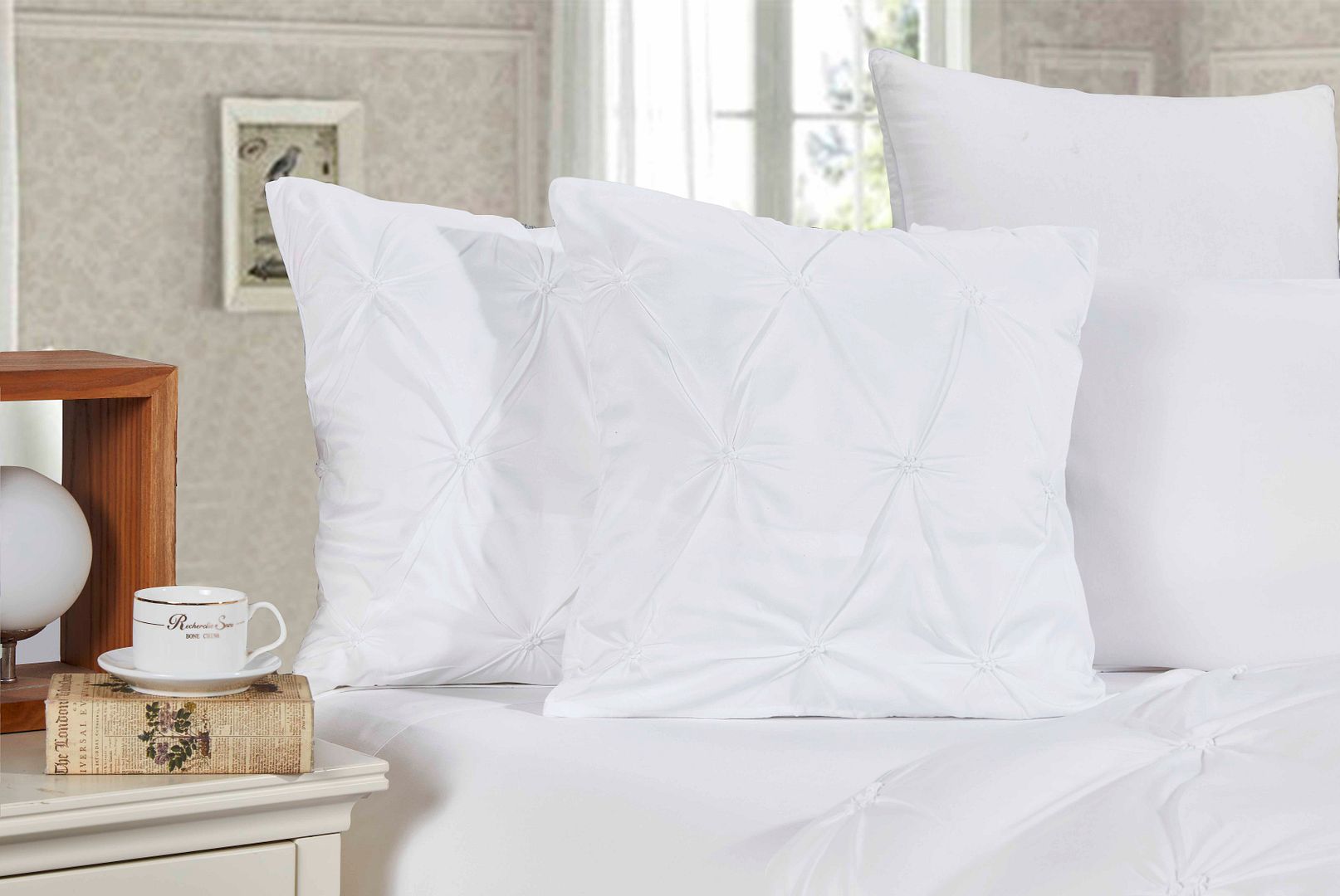 Diamond Pintuck Ultra Soft Cushion Covers 2 - Pack - White