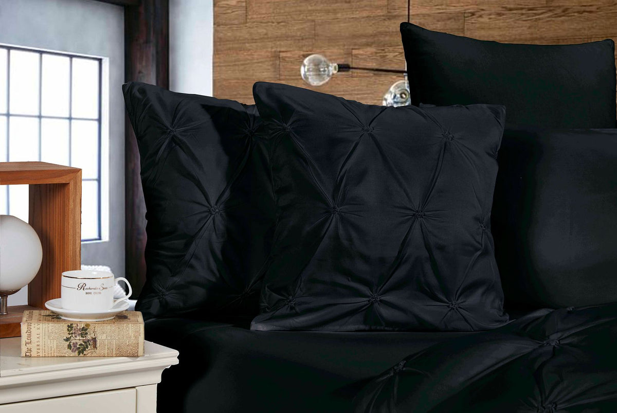 Diamond Pintuck Ultra Soft Cushion Covers 2 - Pack - Black