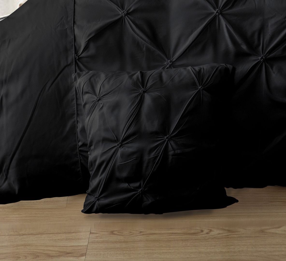 Diamond Pintuck Ultra Soft Cushion Covers 2 - Pack - Black