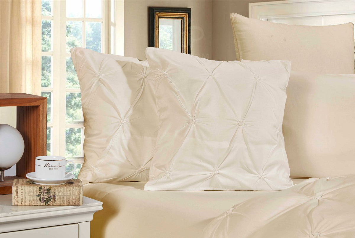 Diamond Pintuck Ultra Soft Cushion Covers 2 - Pack - Yellow Cream