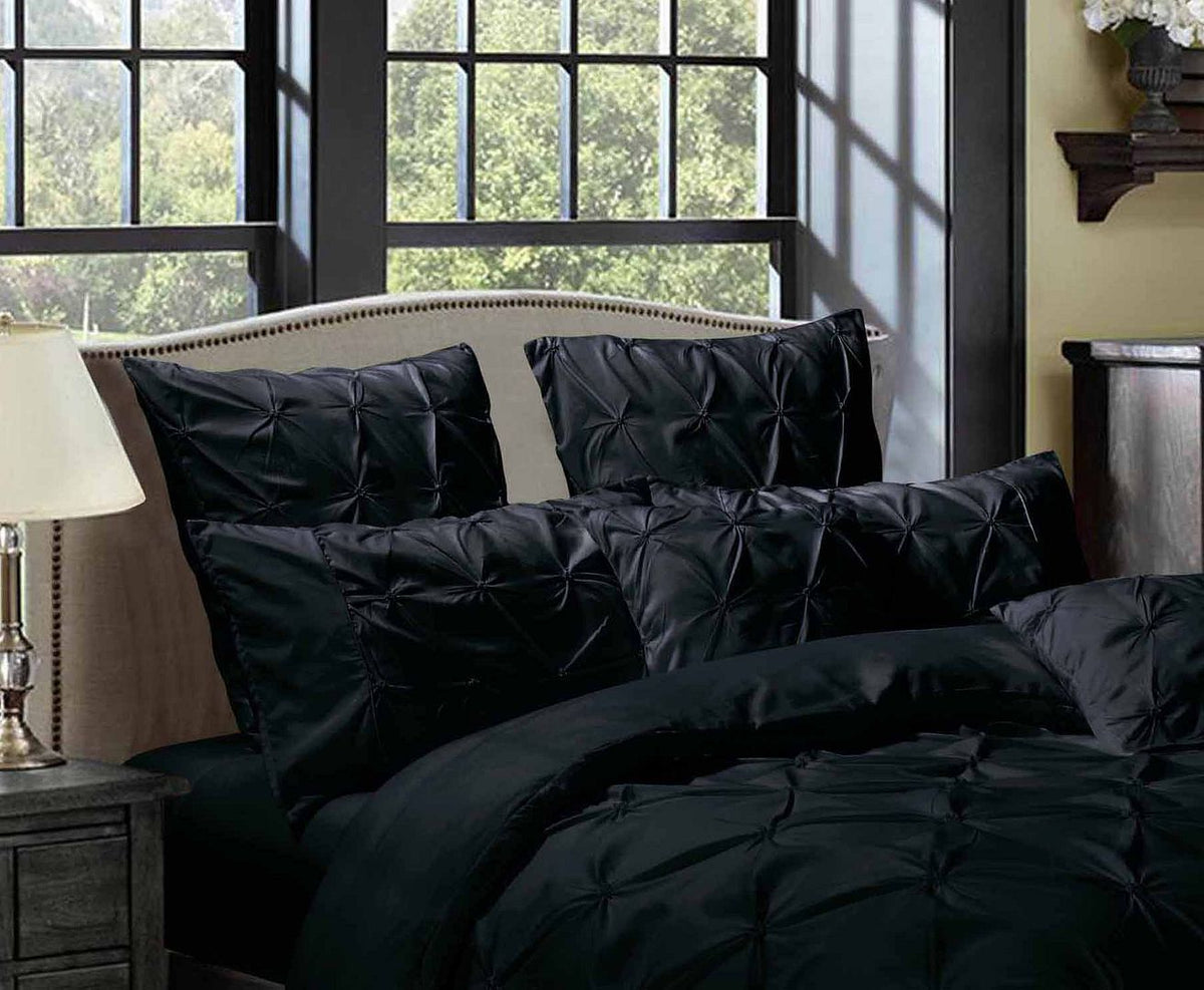 Diamond Pintuck Ultra Soft Queen size Pillowcases 2 - Pack - Black