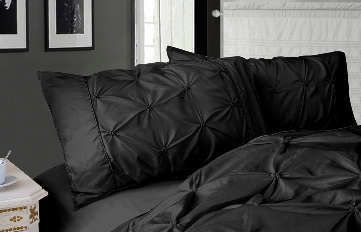 Diamond Pintuck Ultra Soft Standrad size Pillowcases 2 - Pack - Black