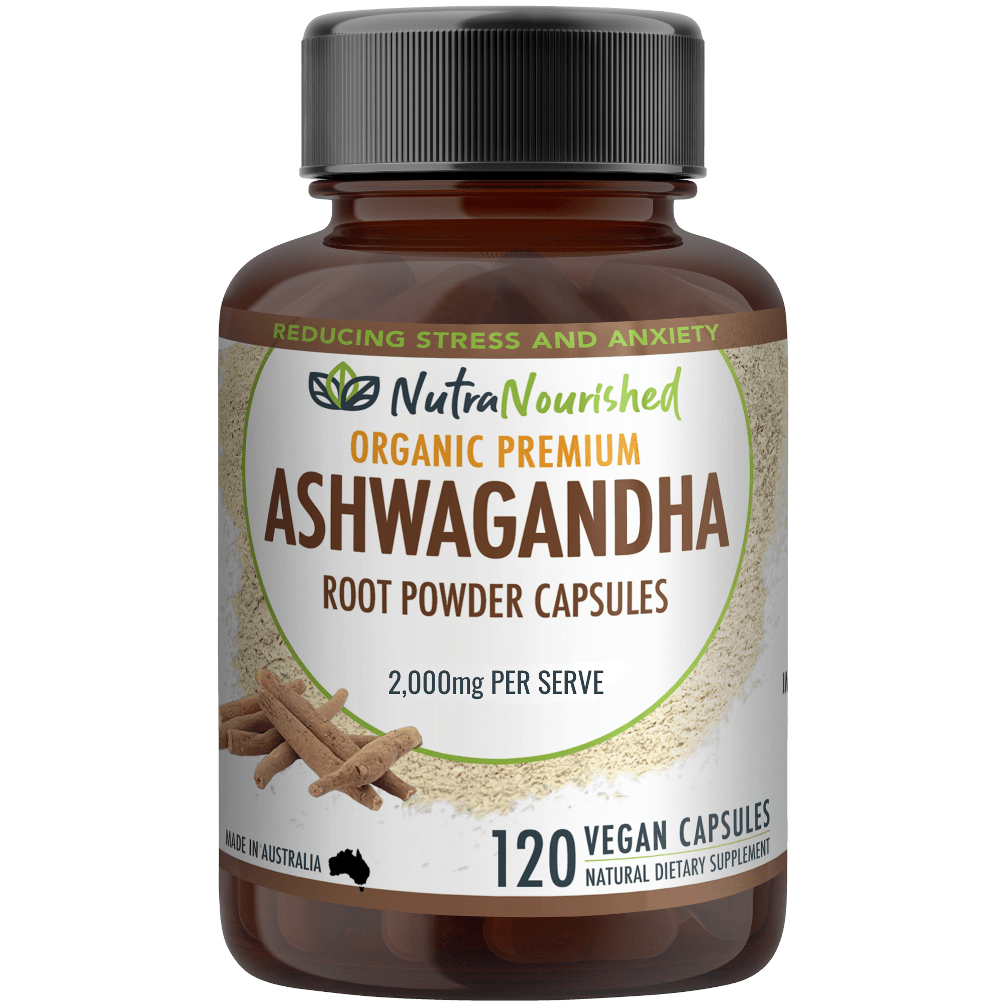Organic Ashwagandha Capsules (vegan)- Withania Somnifera - 120 Vegan Capsules