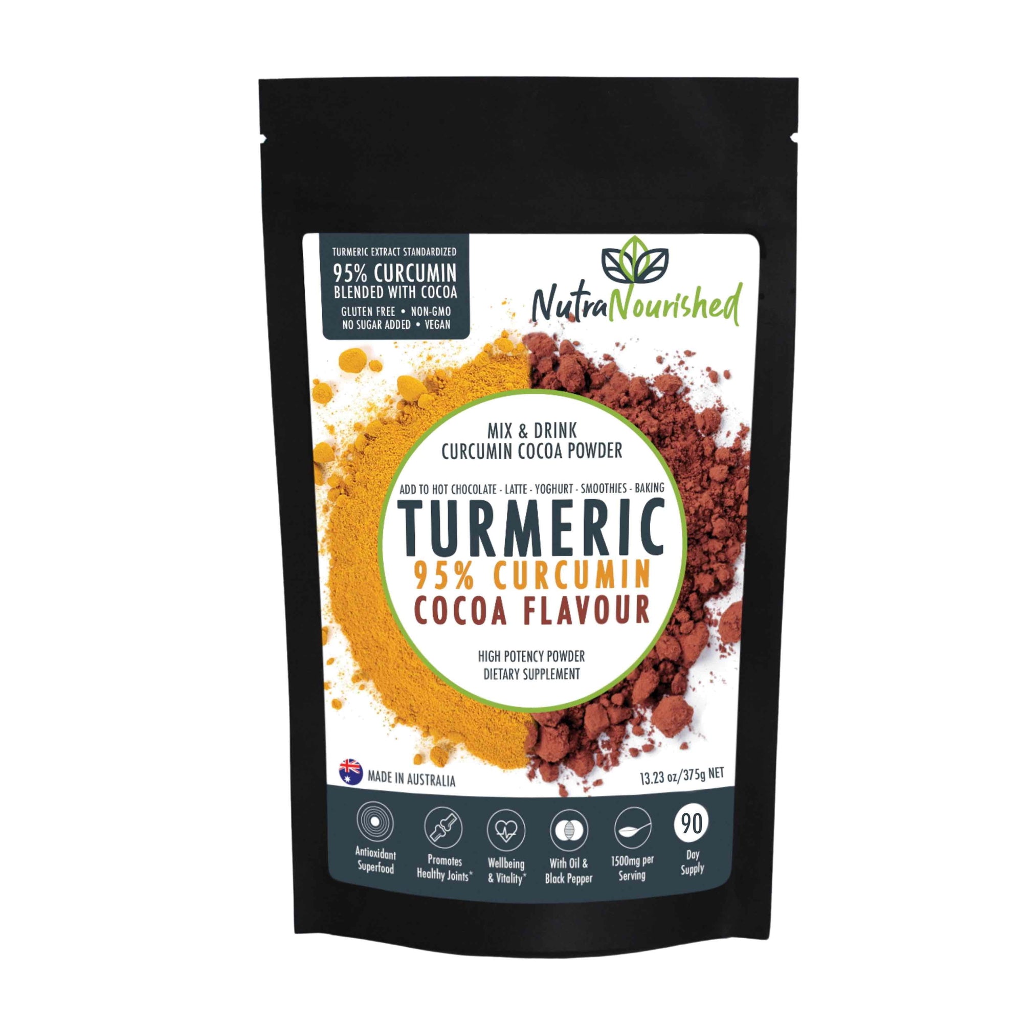 95% Organic Curcumin Extract Cocoa Flavour - V497-COCOA-NEW-375-FBM