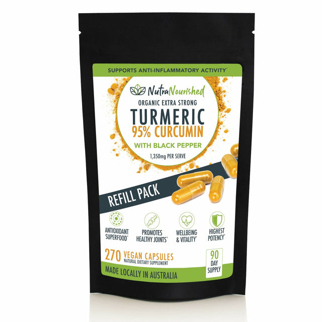 REFILL BAG - Turmeric 95% Black Pepper, 270 Vegan Capsules/ 3 Month Supply