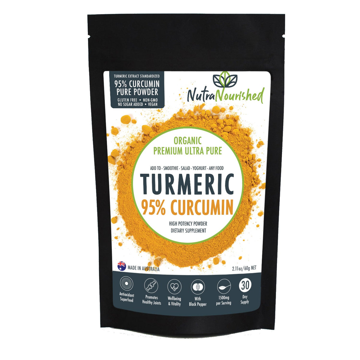Pure Organic 95% Curcumin Powder (60g/1 month… - V497-CURCUMIN-PURE-60-FBM