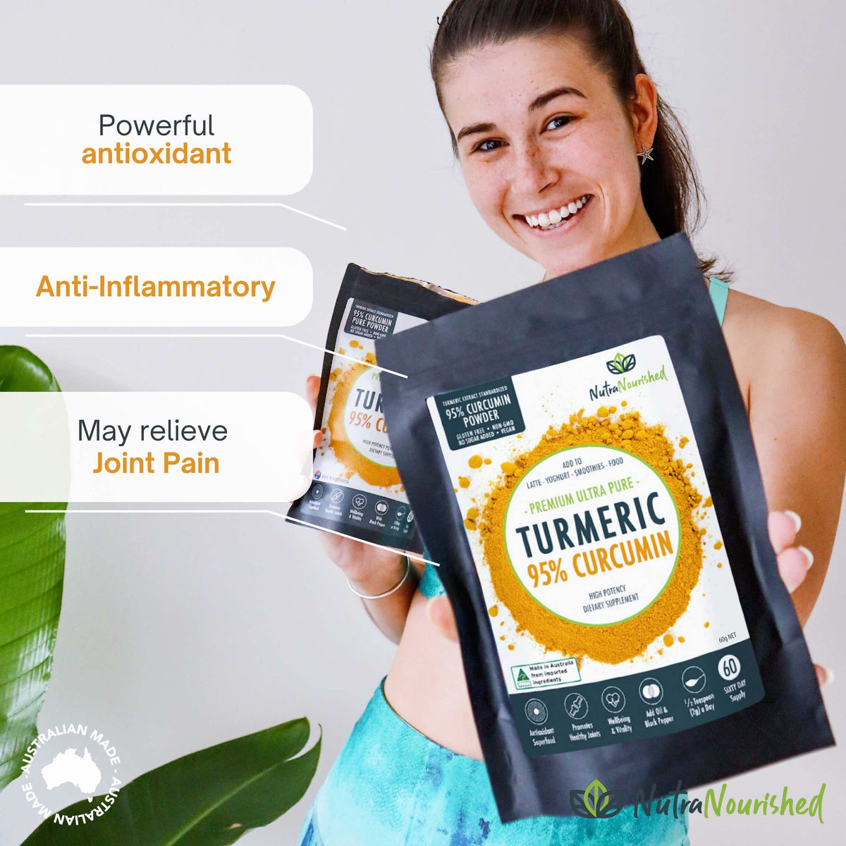 Pure Organic 95% Curcumin Powder (60g/1 month… - V497-CURCUMIN-PURE-60-FBM