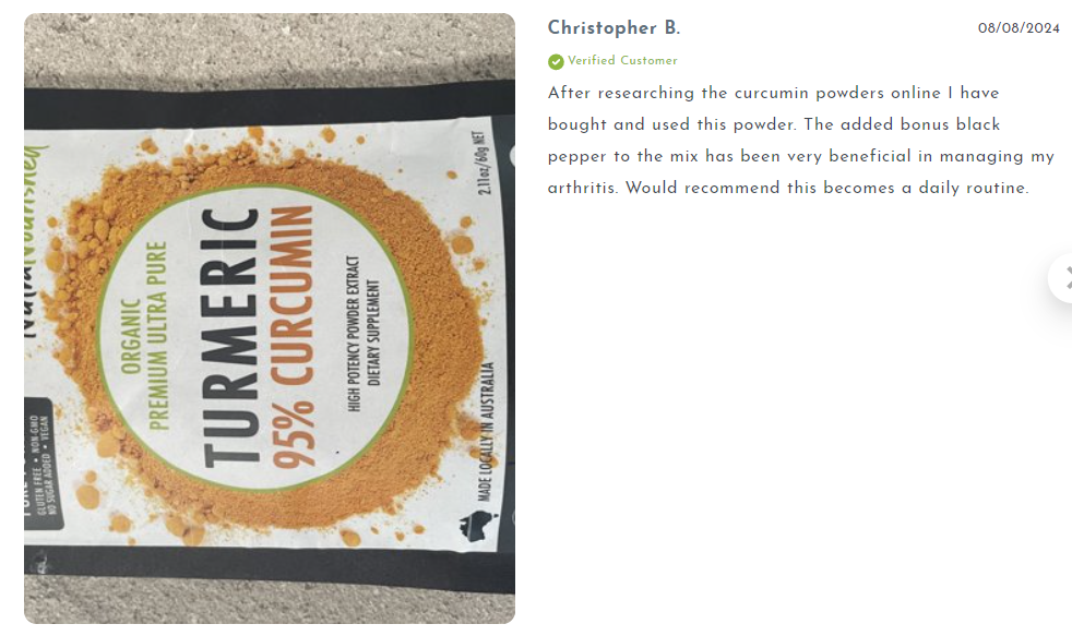 Pure Organic 95% Curcumin Powder (60g/1 month… - V497-CURCUMIN-PURE-60-FBM