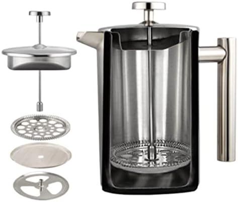 White French Press Coffee Maker 1000ml with Coffee Bean Can + Extra Filter Gift Set