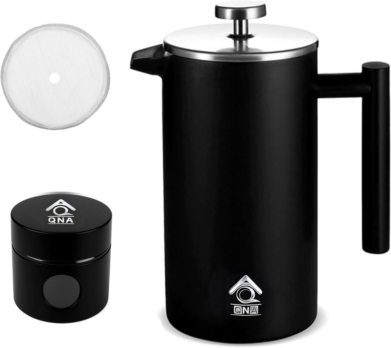 Black French Press Coffee Maker 350ml with Coffee Bean Can + Extra Filter Gift Set