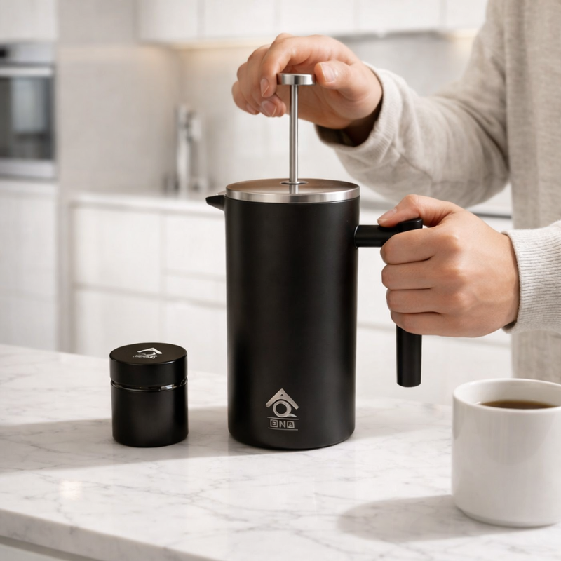Black French Press Coffee Maker 350ml with Coffee Bean Can + Extra Filter Gift Set