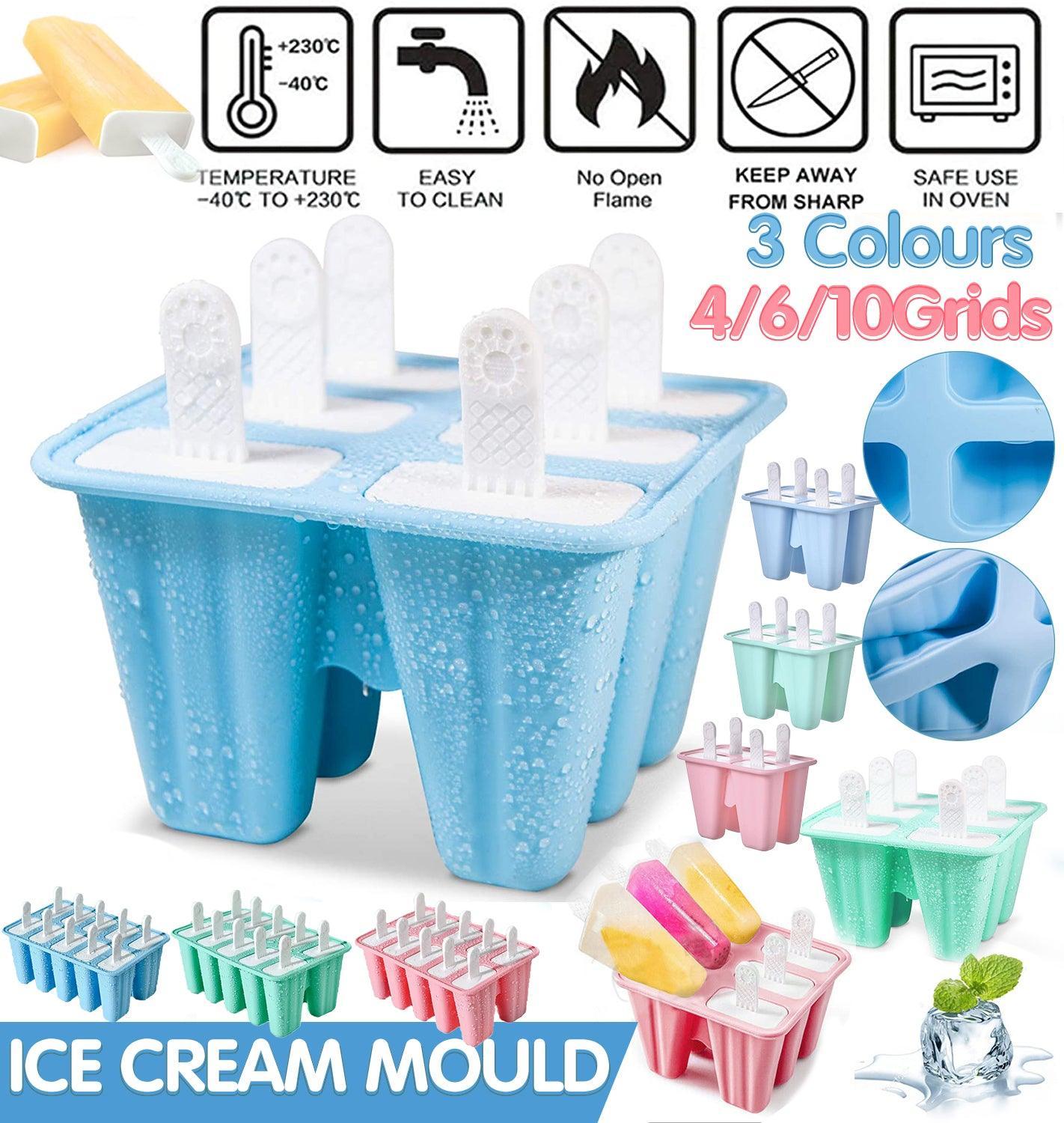 Silicone Ice Cream Mould Block Frozen Molds Icy Pole Jelly Popsicle - Green-10Grid