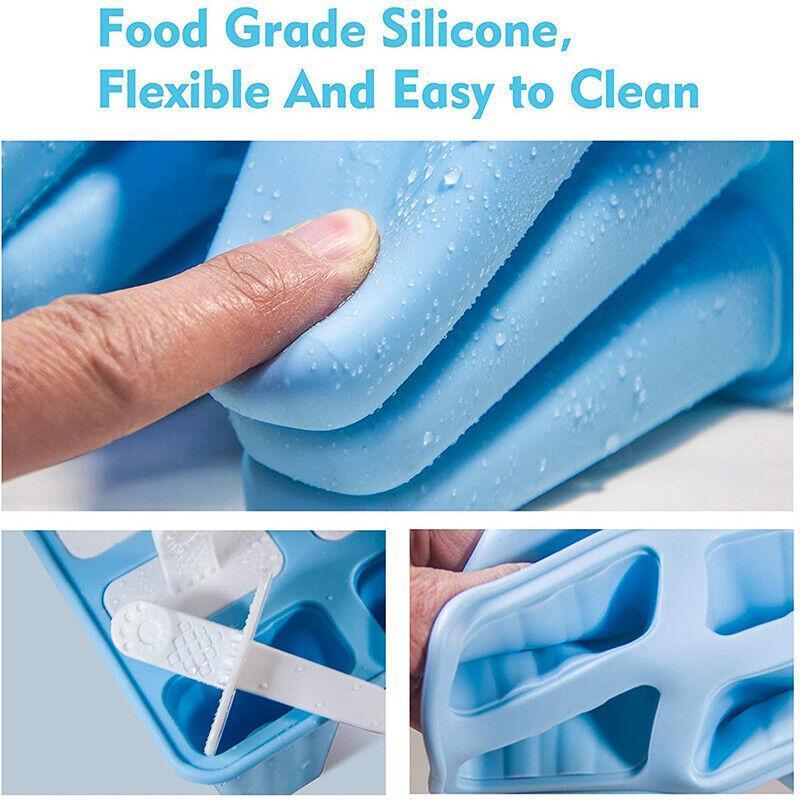 Silicone Ice Cream Mould Block Frozen Molds Icy Pole Jelly Popsicle - Green-10Grid