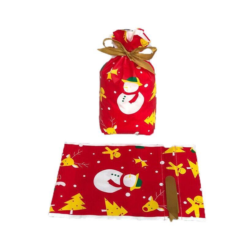 10pcs Christmas Candy Bags Gift Treat Drawstring Pouches Biscuit Cookie Packaging - 10Pcs Bag-Bike Bear