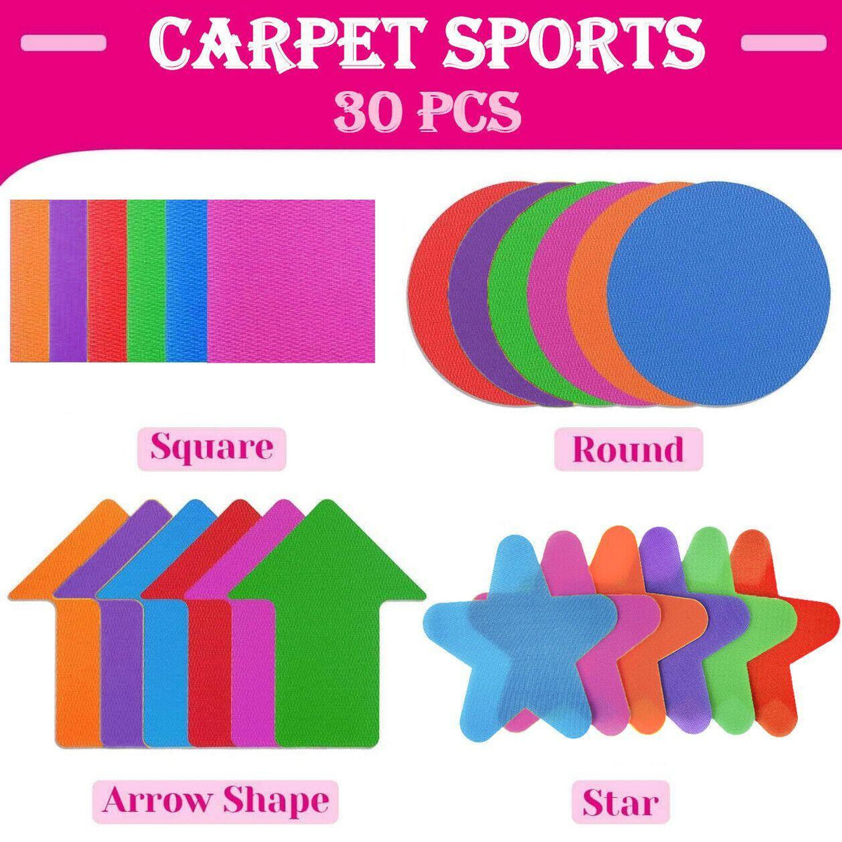 Classroom Sit Dots Carpet Spot Markers 30pcs Circles Stars Arrows Teaching Tool - Star