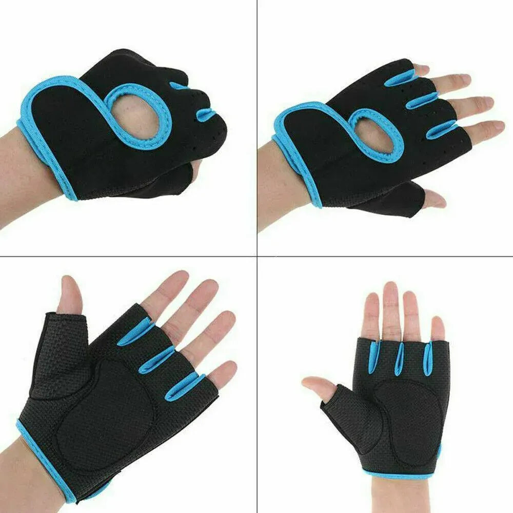 M Size Sports Gloves Weight Lifting Exercise Training Workout Bike Riding Men Women - Black+Purple