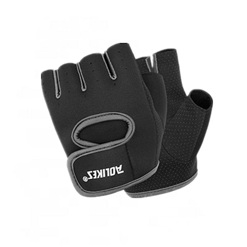 L Size Aolikes Sports Gloves Weight Lifting Exercise Training Workout Bike Riding - Black+Blue