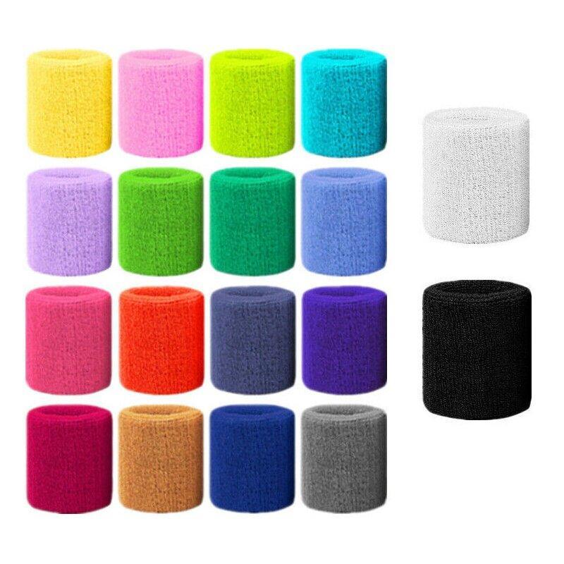 Sport Cotton Wristband Wrist Band Sweatband Sweat Training Tennis Gym Yoga - Blue Gray