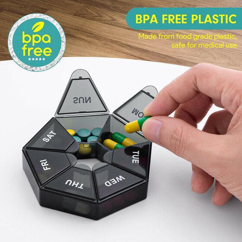 Weekly Pill Organiser 7 Day Medicine Box Tablet Case Dispenser 2 Pack - Blue