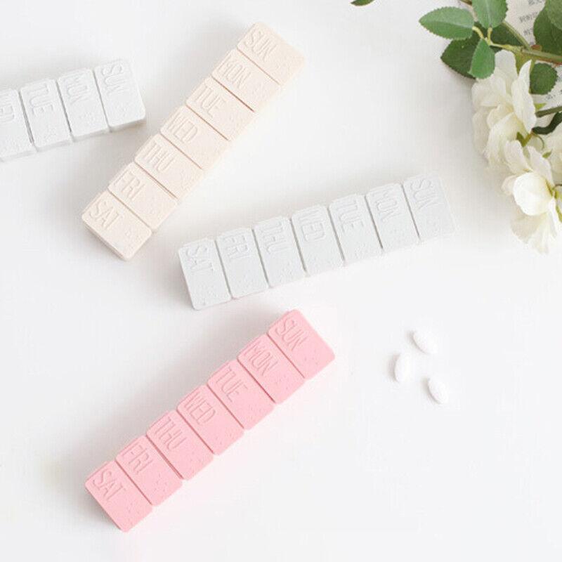 2X 7 Day Weekly Pill Box Medicine Tablet Organizer Dispenser Container Case - Beige