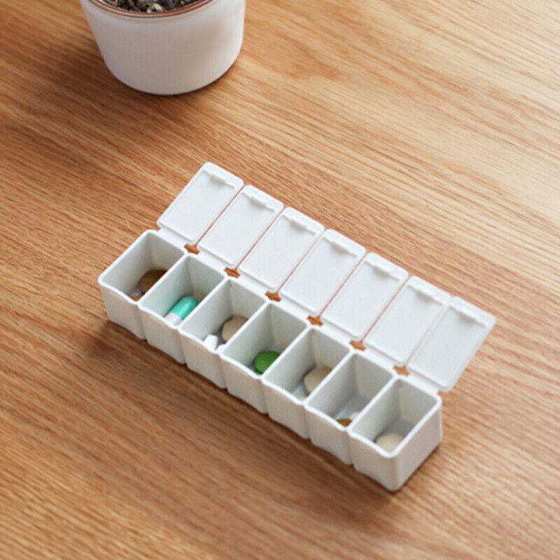2X 7 Day Weekly Pill Box Medicine Tablet Organizer Dispenser Container Case - Beige