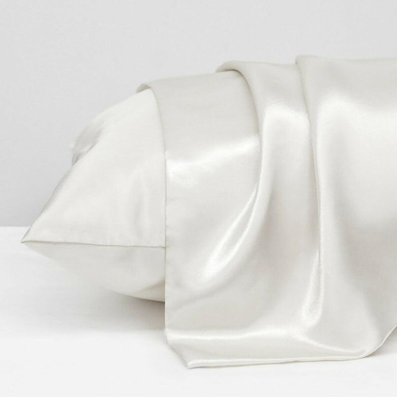 2 Pack Satin Pillowcases Luxury Soft Cushion Covers Bedroom Home Decor - Light Yellow