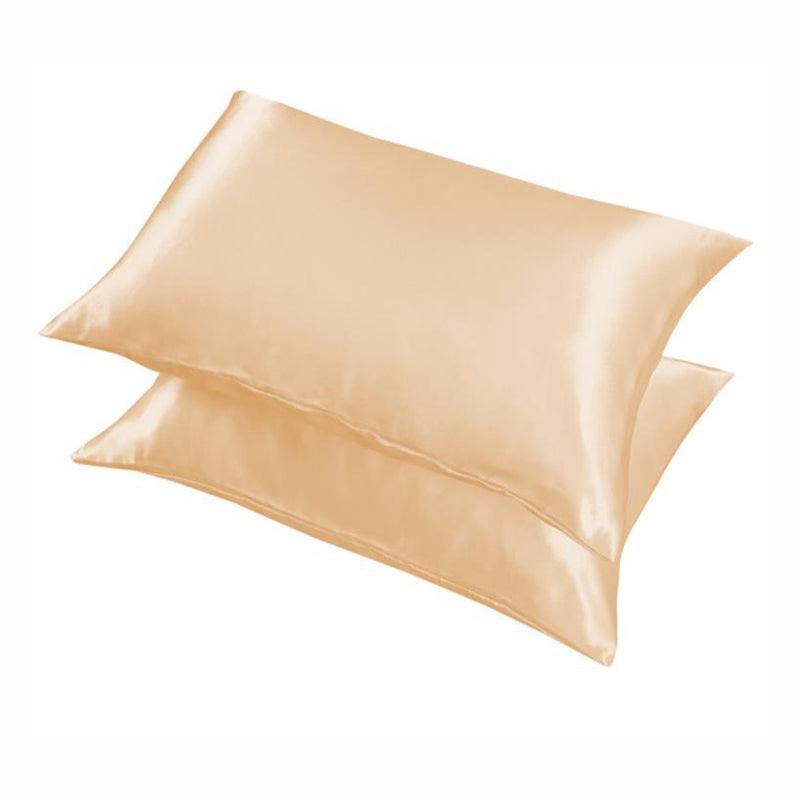 2 Pack Satin Pillowcases Luxury Soft Cushion Covers Bedroom Home Decor - Light Yellow