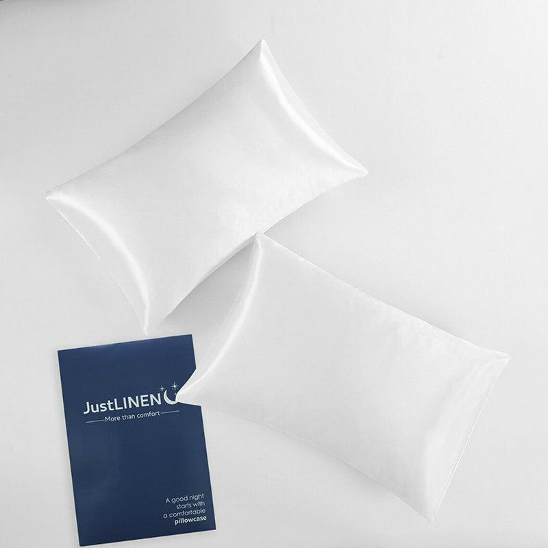 2 Pack Satin Pillowcases Luxury Soft Cushion Covers Bedroom Home Decor - Silver