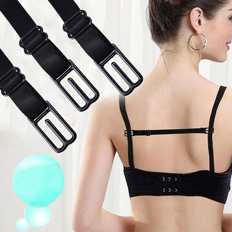 3Pcs Lady Nonslip Elastic Adjustable Band Bra Strap Holder Strap Racer Back Clip - White+Beige+Black
