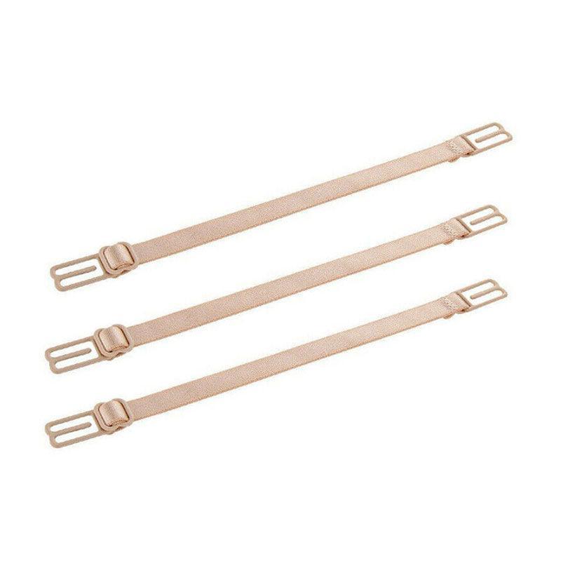 3Pcs Lady Nonslip Elastic Adjustable Band Bra Strap Holder Strap Racer Back Clip - White+Beige+Black
