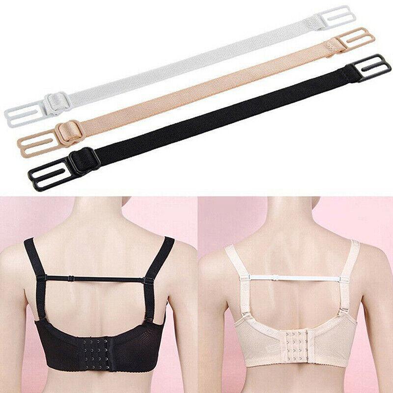3Pcs Lady Nonslip Elastic Adjustable Band Bra Strap Holder Strap Racer Back Clip - Black