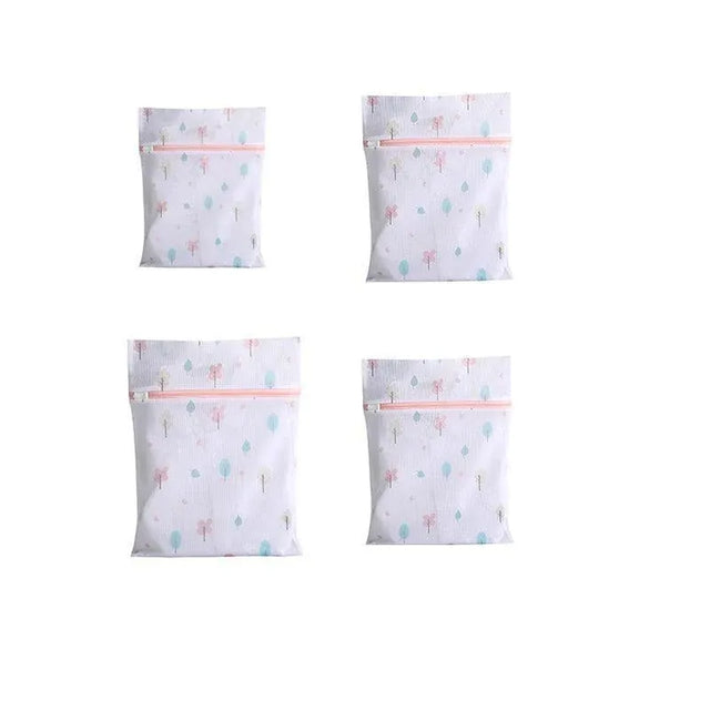 4Pcs Cute Delicates Wash Bag Laundry Lingerie Bra Washing Pack Set Clothes Case - Pink