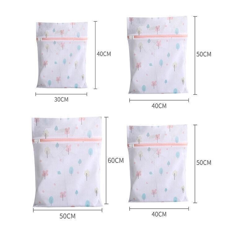 4Pcs Cute Delicates Wash Bag Laundry Lingerie Bra Washing Pack Set Clothes Case - Pink