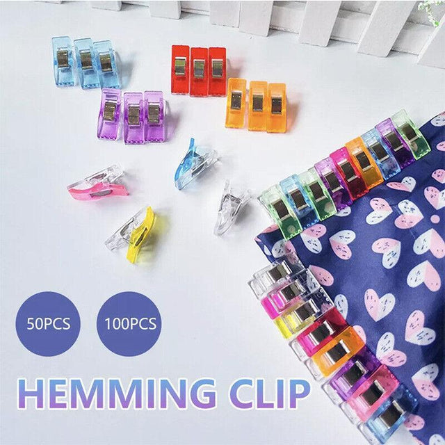 50Pcs Sewing Quilting Clips Wonder Fabric Clamp DIY Colourful or Clear Option