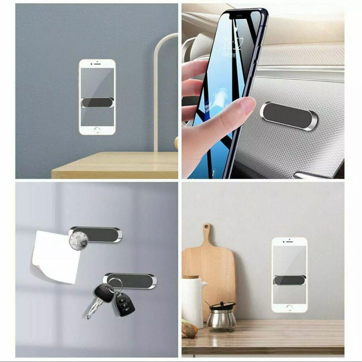 Phone Holder Mount Dashboard Stand for Car Mobile Smartphone Mini Size Grip Pad - Silver -1 Unit
