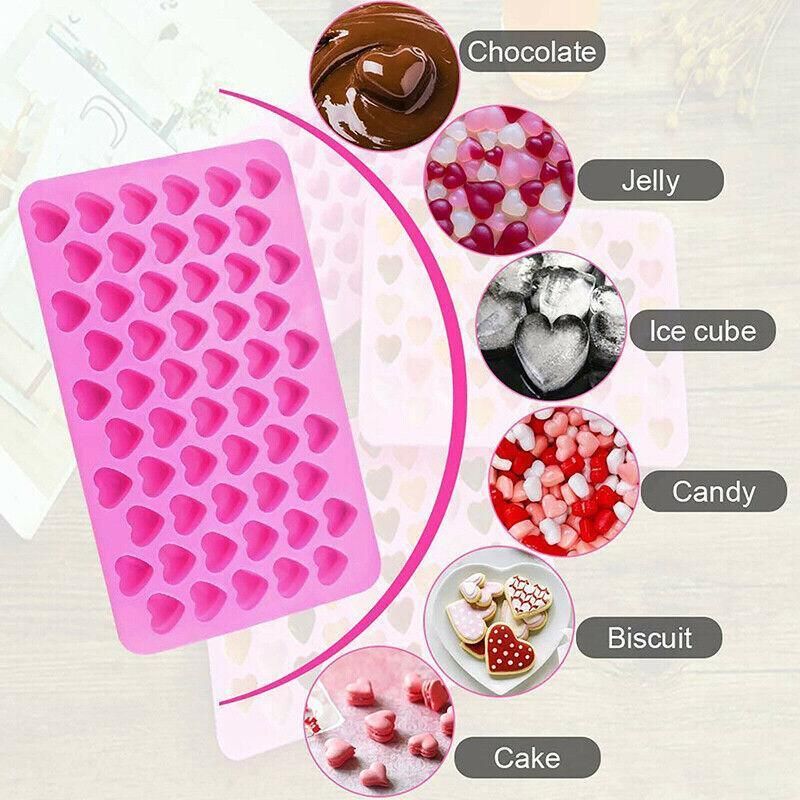 55 Love Heart Silicone Mould Chocolate Mold Candy Gummy Maker Ice Jelly Tray Au