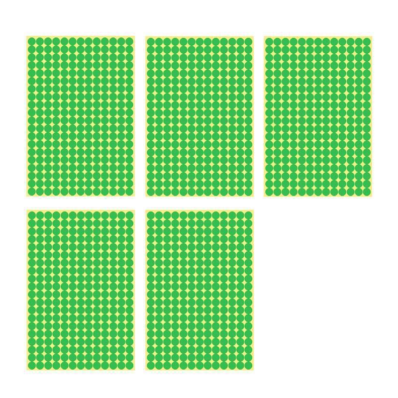 8/13/25/50mm Sticker Dots Adhesive Round Labels Circular Scrapbooking Light Green - 8mm 260 Dots - 5 Sheets