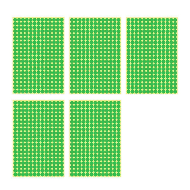 8/13/25/50mm Sticker Dots Adhesive Round Labels Circular Scrapbooking Light Green - 8mm 260 Dots - 5 Sheets