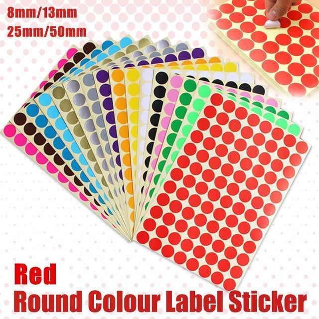 8 13 25 50 Round Labels Circular Scrapbooking Red 25 mm 40 Dots 5 Sheets